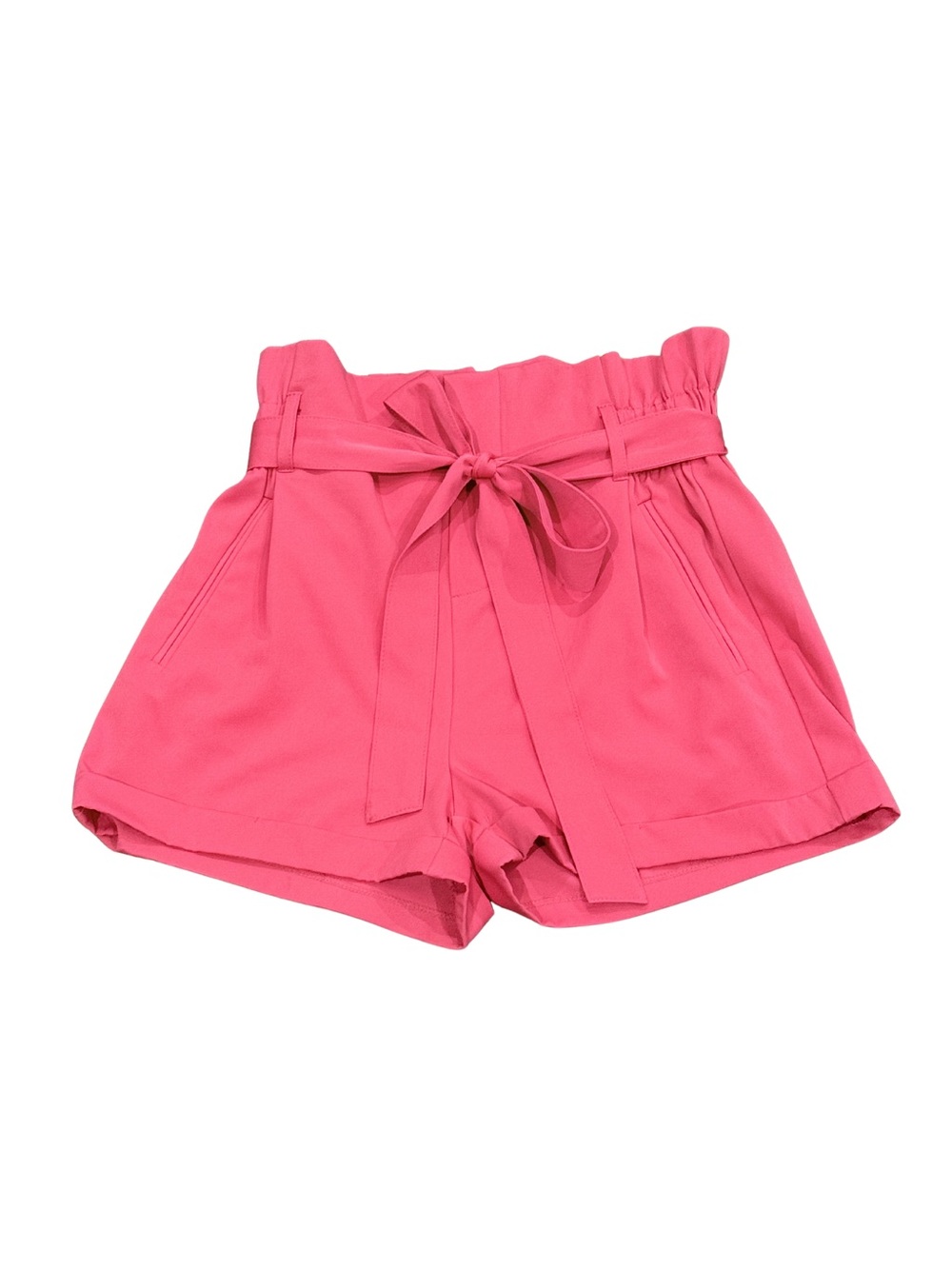 Women’s High-Waist Pink Paperbag Shorts with Tie Belt